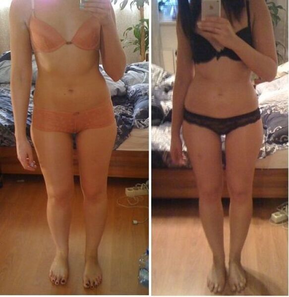 Девојка пре и после губитка тежине на јапанској дијети за 14 дана
